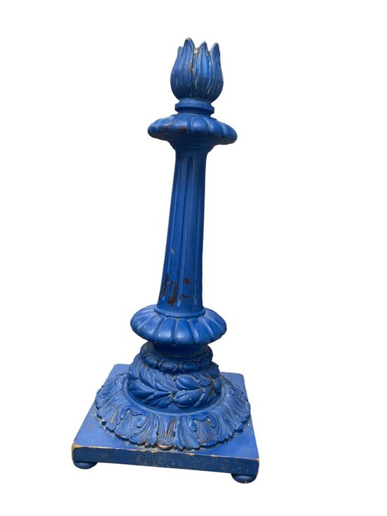 Vintage Blue ornate Handmade Carved floral Wooden Candle Holder19.5"x8" SKU 9387 - Picture 1 of 16